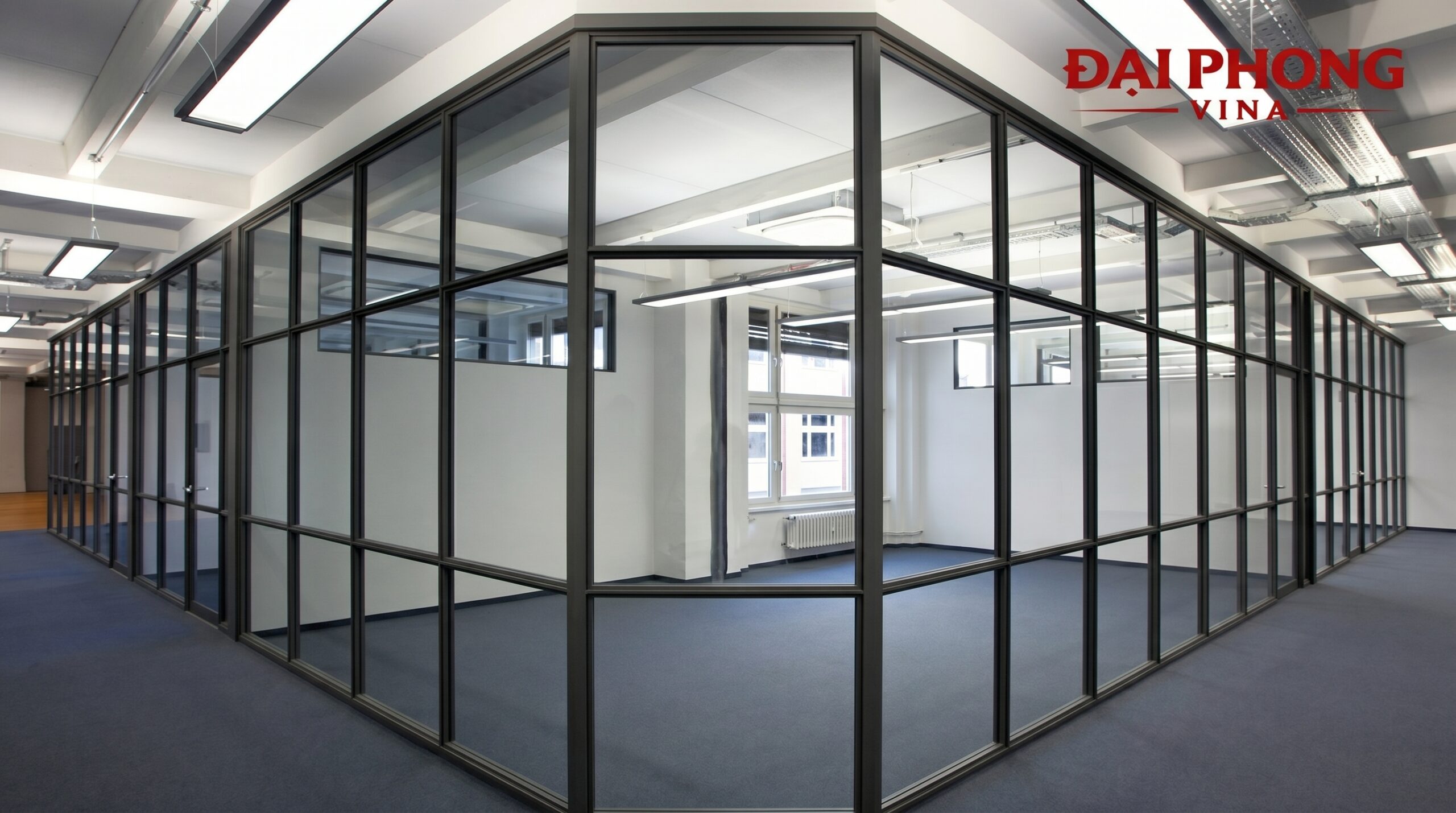 thi công và lắp đặt vách ngăn kính cường lực bản lề sàn Khu công viên công nghệ phần mềm Hà Nội (Hanel)