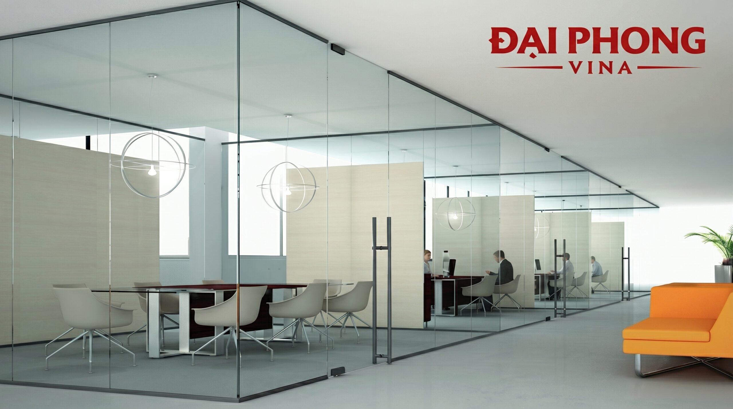 thi công và lắp đặt vách ngăn kính cường lực bản lề sàn KCN Đông Anh
