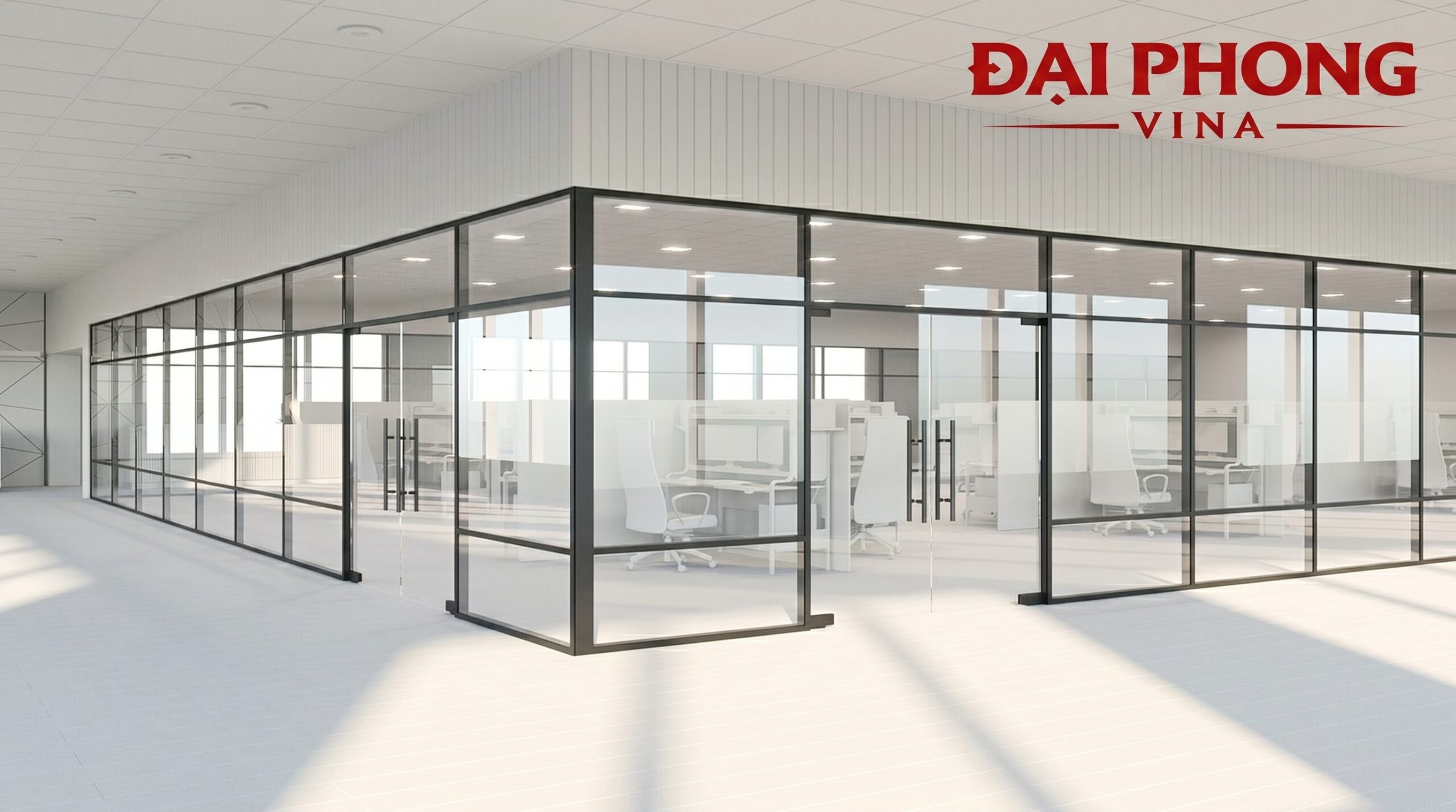 thi công và lắp đặt hệ thống cửa nhóm kính văn phòng KCN Thanh Văn – Tân Ước